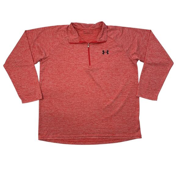Under Armour Sweatshirt Mens XL Extra Large Coral Tech Quarter Zip Long Sleeve - Picture 1 of 13